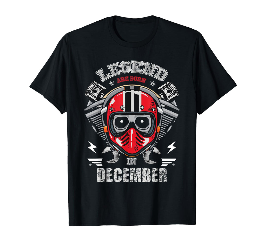 Biker Born December Motorcycle T-Shirt - Fun Novelty Design for Adults - T-Shirt, Sweatshirt, Hoodie