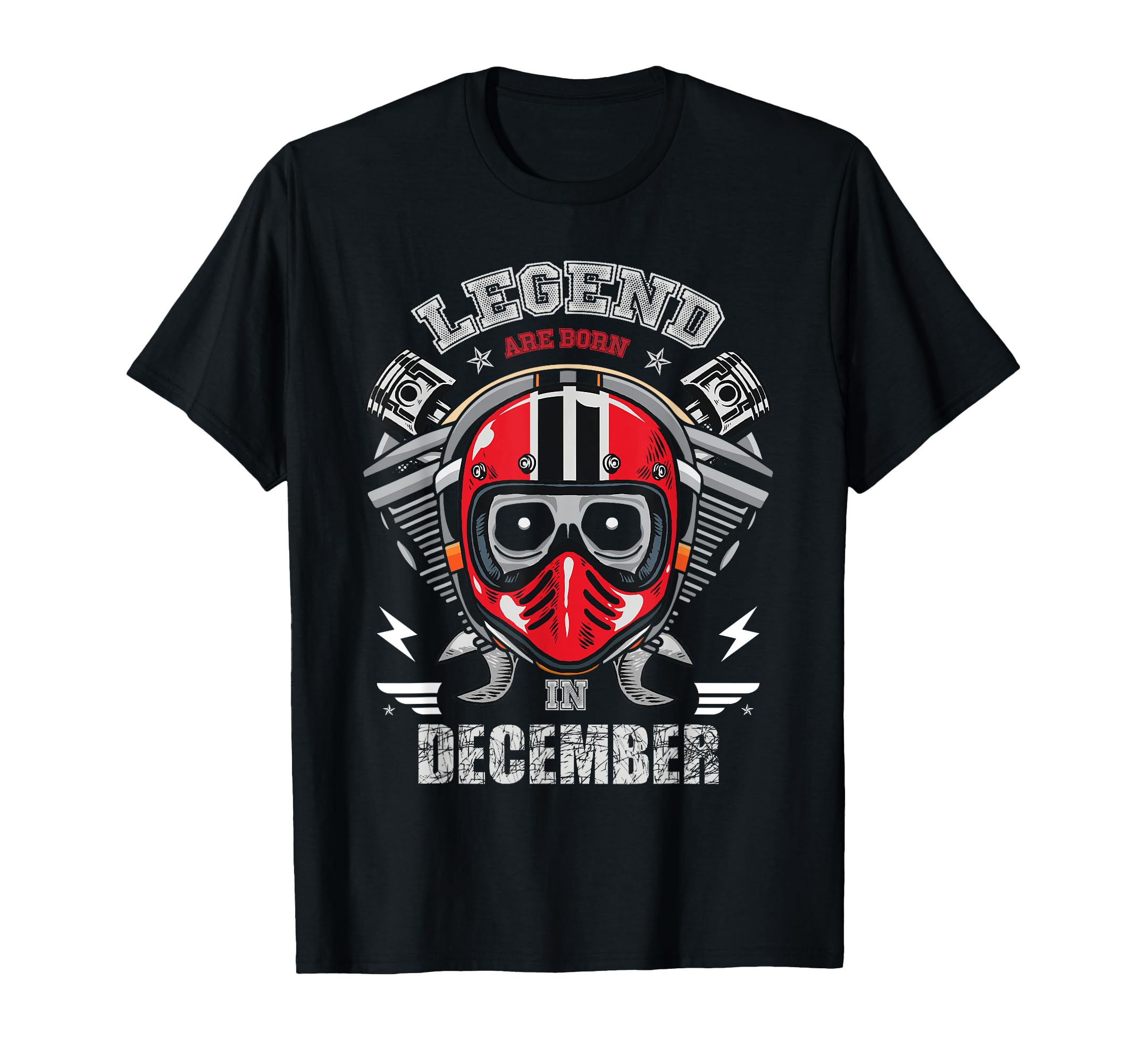 Biker Born December Motorcycle T-Shirt - Fun Novelty Design for Adults - T-Shirt, Sweatshirt, Hoodie