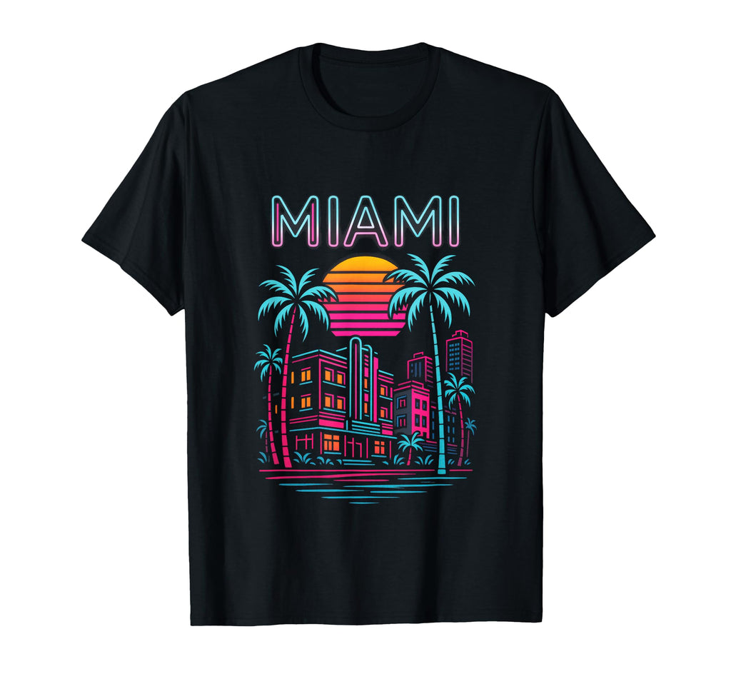 Miami Tropical Beach Skyline T-Shirt - Casual Everyday Wear for Adults - T-Shirt, Sweatshirt, Hoodie