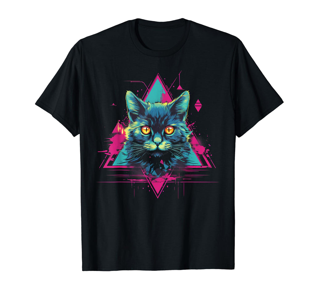 Cat Vaporwave Retrowave Aesthetic Synthwave T-Shirt - Graphic Print Unisex - T-Shirt, Sweatshirt, Hoodie