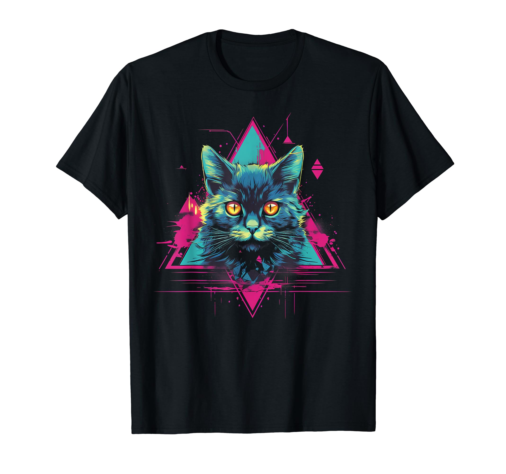 Cat Vaporwave Retrowave Aesthetic Synthwave T-Shirt - Graphic Print Unisex - T-Shirt, Sweatshirt, Hoodie