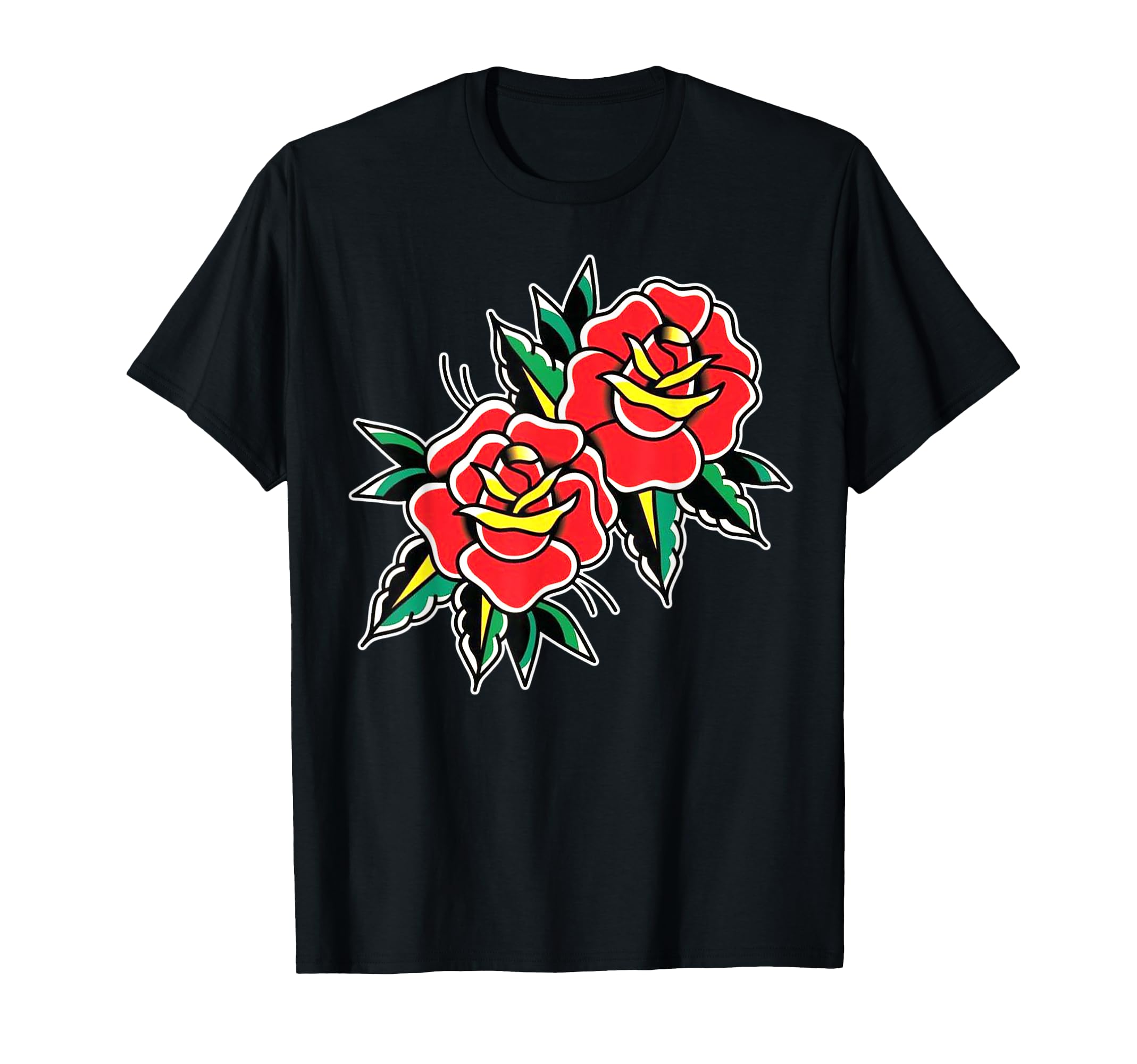 Red Roses Traditional Tattoo Flash T-Shirt - Custom Art Print Unisex - T-Shirt, Sweatshirt, Hoodie