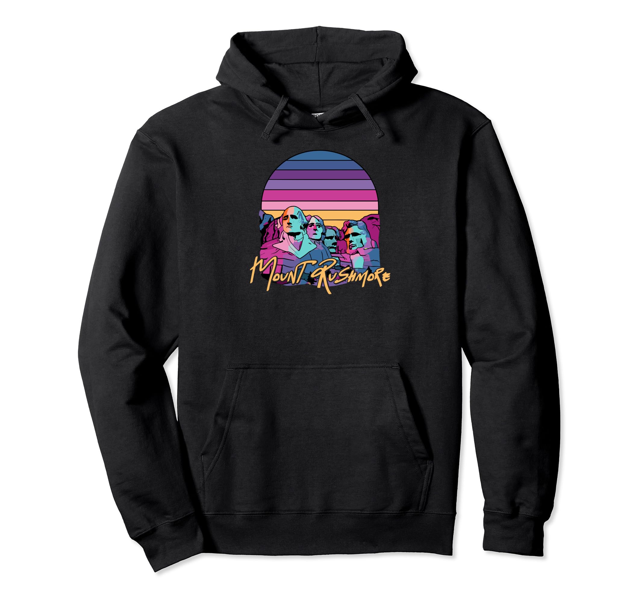 Mount Rushmore Synthwave Retrowave 80S Hoodie - Novelty Apparel Unisex - T-Shirt, Sweatshirt, Hoodie