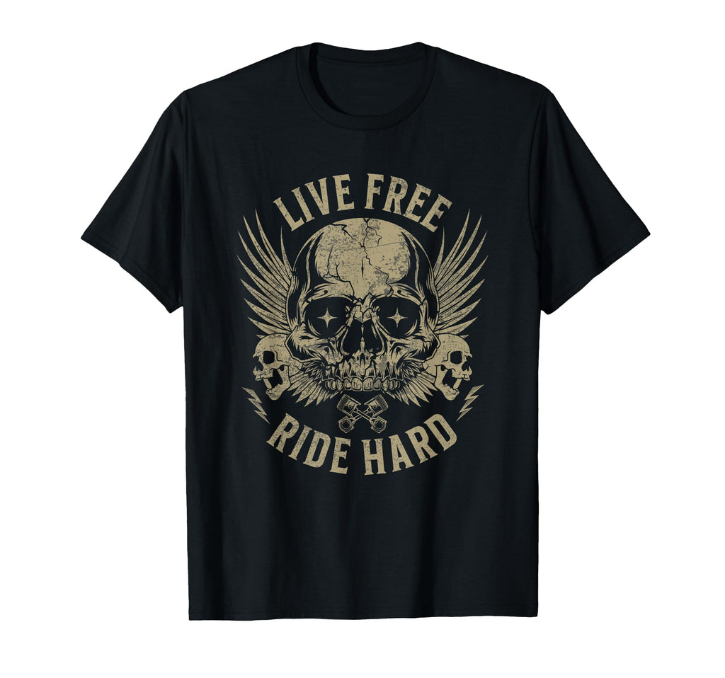 Live Free Ride Hard Motorcycle Riding T-Shirt - Novelty Apparel for Adults - T-Shirt, Sweatshirt, Hoodie