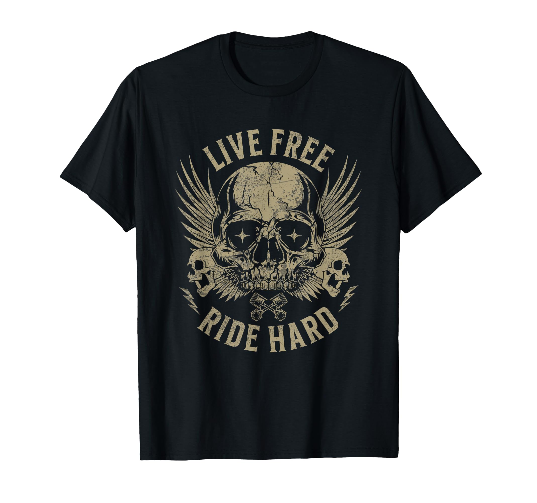 Live Free Ride Hard Motorcycle Riding T-Shirt - Novelty Apparel for Adults - T-Shirt, Sweatshirt, Hoodie