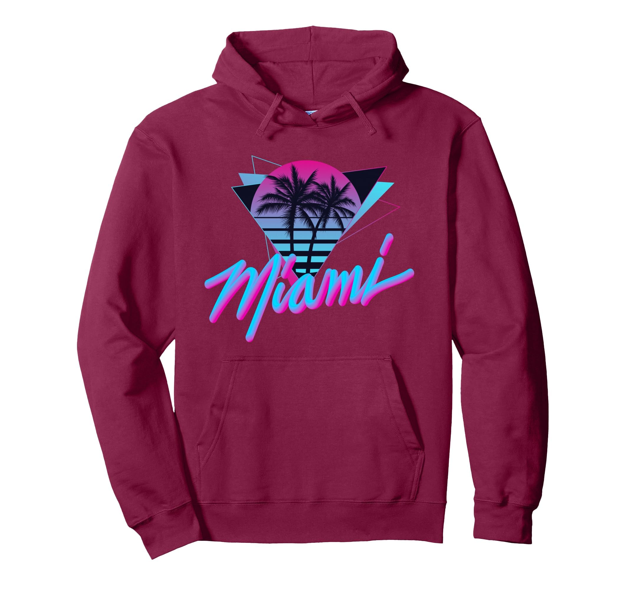 Miami Palm Trees Vaperwave Synthwave 80S Hoodie - Novelty Apparel Unisex - T-Shirt, Sweatshirt, Hoodie