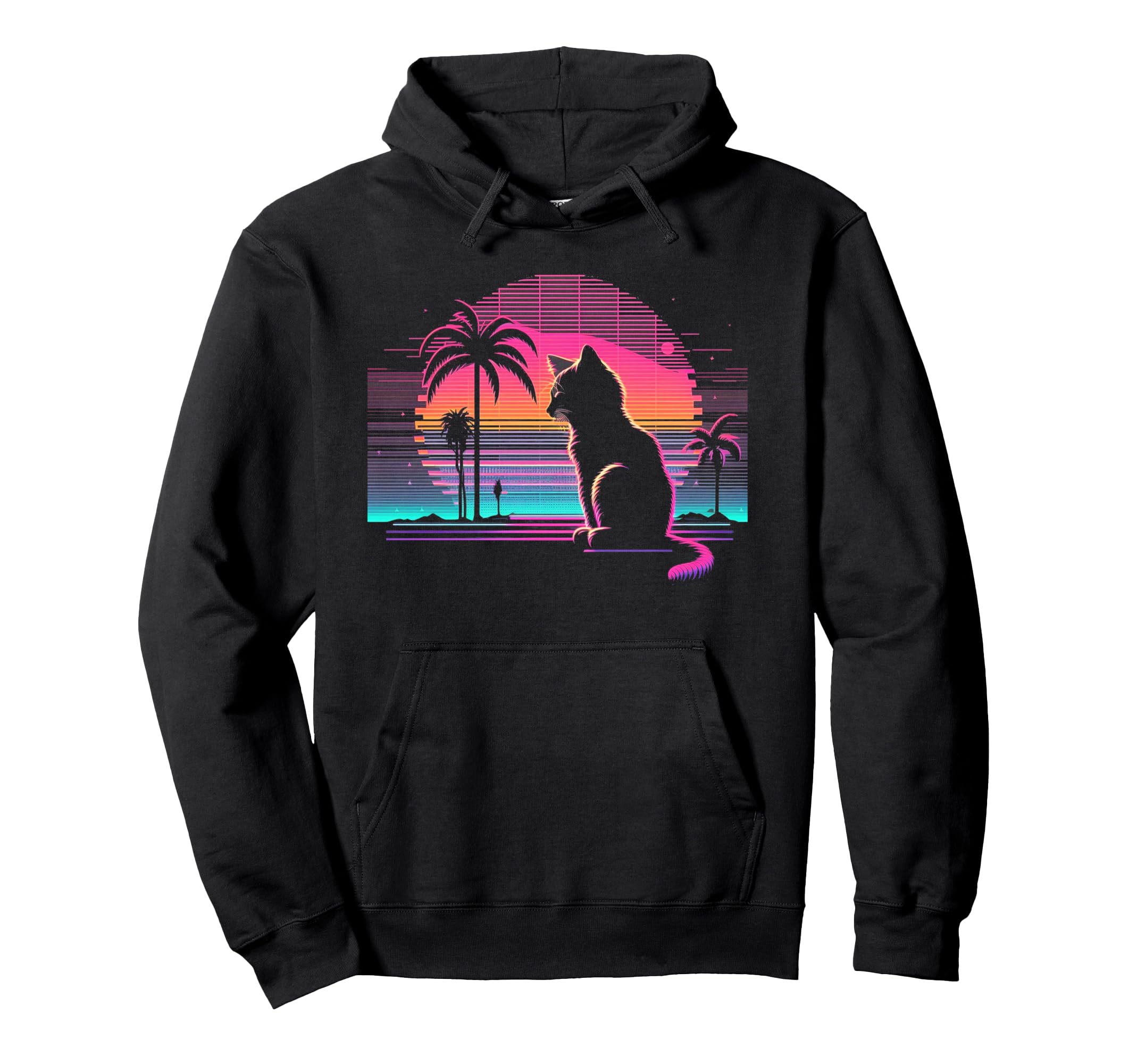 Cat Vaporwave Retrowave Aesthetic Hoodie - Casual Everyday Wear Unisex - T-Shirt, Sweatshirt, Hoodie