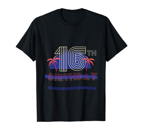 16Th Birthday Gift Palm Tree Sunset T-Shirt - Trendy Graphic for Adults - T-Shirt, Sweatshirt, Hoodie