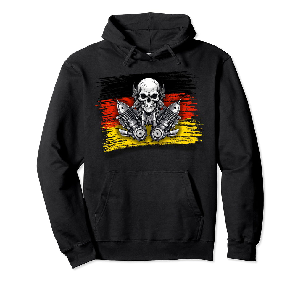 Germany Patriotic Motorcycle Skull Hoodie - Aesthetic Graphic Men Women - T-Shirt, Sweatshirt, Hoodie