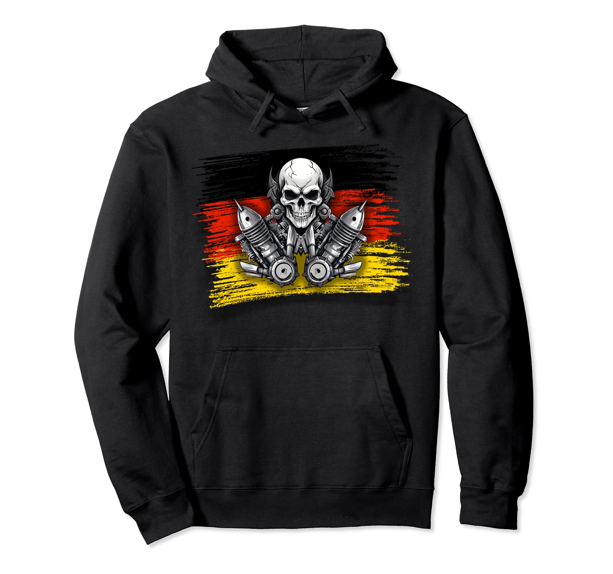 Germany Patriotic Motorcycle Skull Hoodie - Aesthetic Graphic Men Women - T-Shirt, Sweatshirt, Hoodie