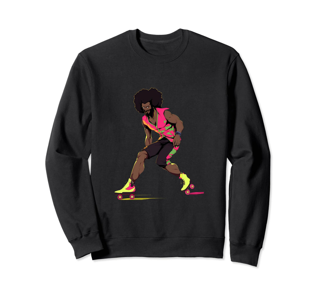 Roller Skating Afro Roller Skates Sweatshirt - Minimalist Print for Adults - T-Shirt, Sweatshirt, Hoodie