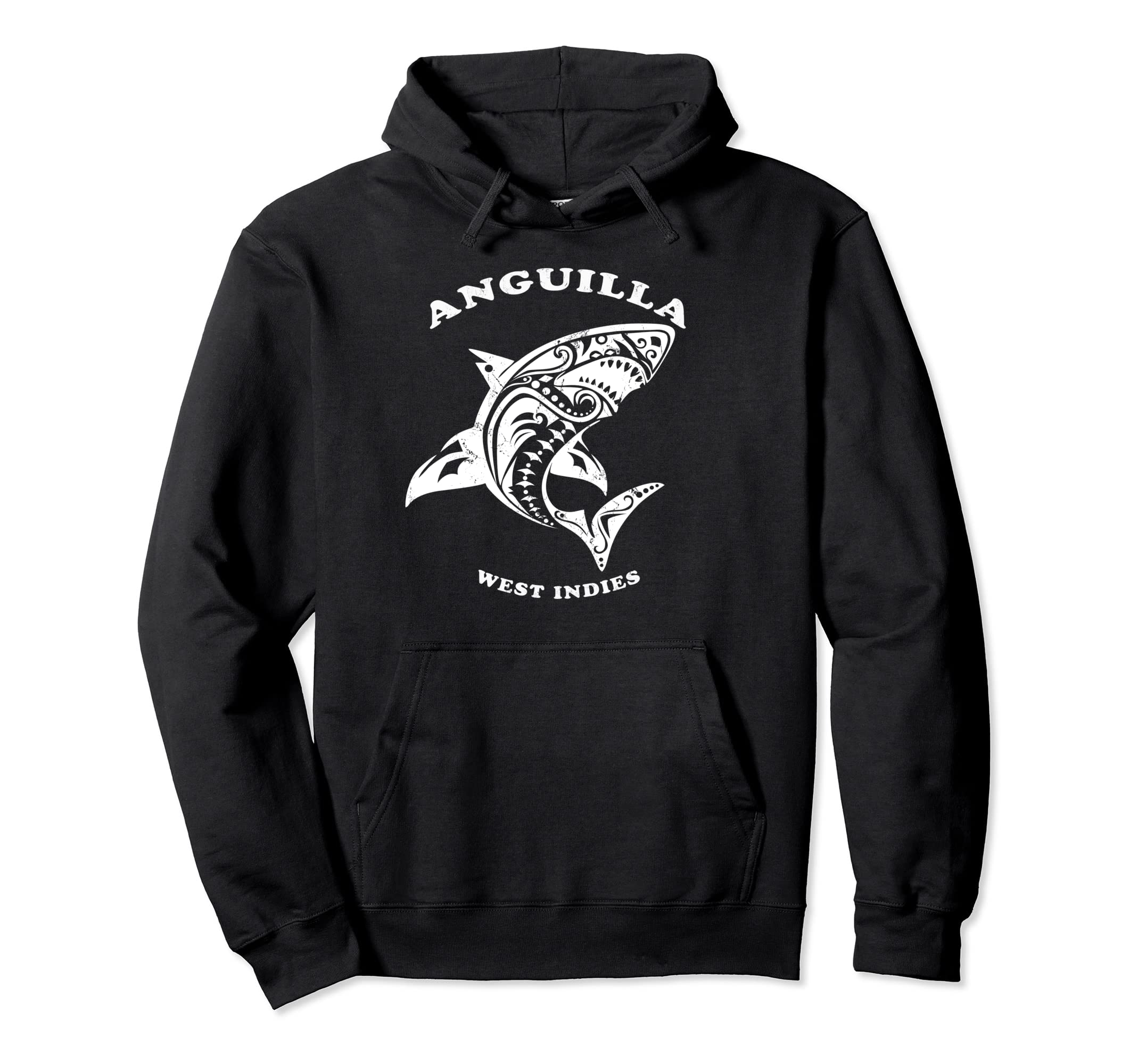 Anguilla West Indies Tribal Shark Hoodie - Unique Graphic for Adults - T-Shirt, Sweatshirt, Hoodie