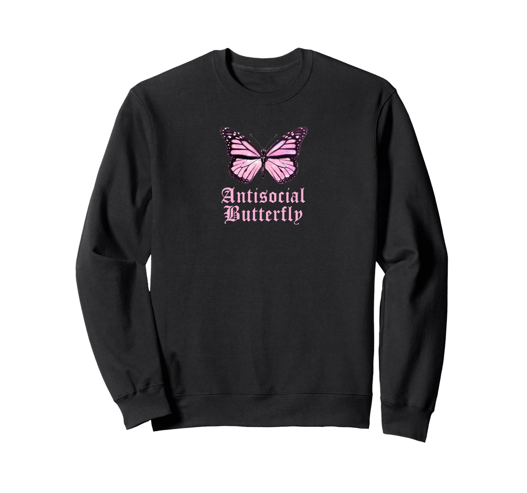 Antisocial Butterfly Y2K Sweatshirt - Fun Novelty Design Men Women - T-Shirt, Sweatshirt, Hoodie