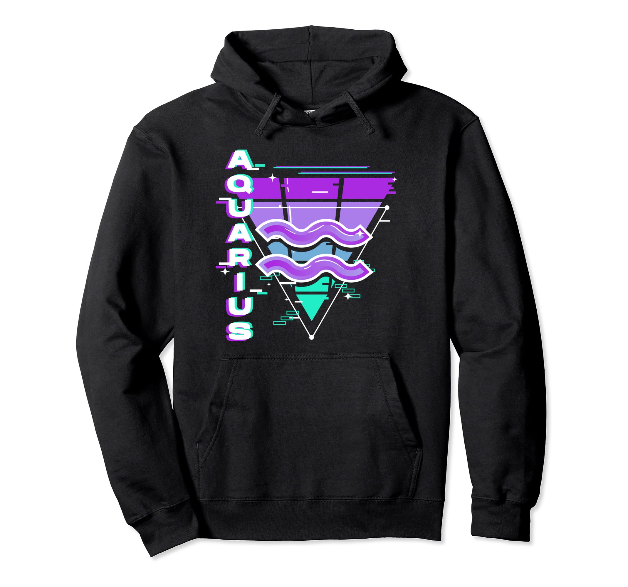 Aquarius Zodiac Sign Vaporwave Hoodie - Fun Novelty Design for Adults - T-Shirt, Sweatshirt, Hoodie