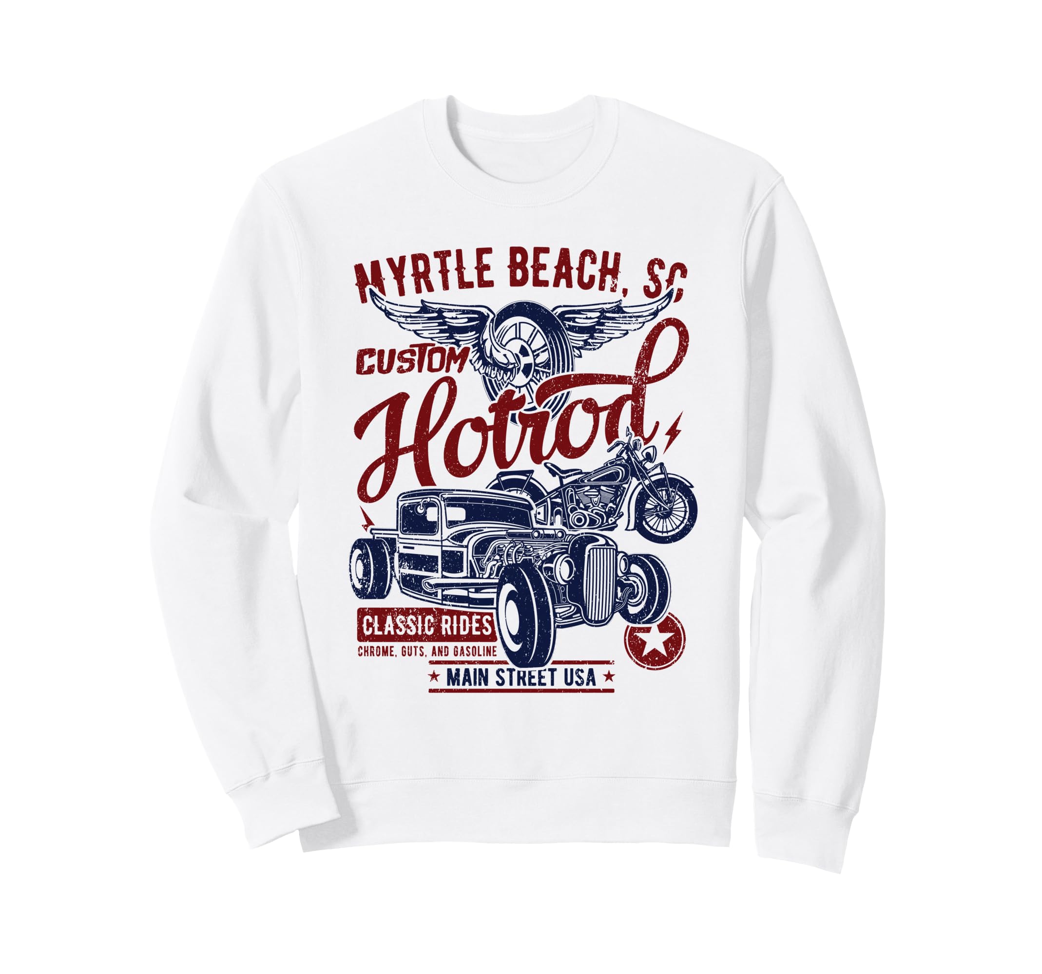 Myrtle Beach Sc Hotrod Car And Sweatshirt - Fun Novelty Design for Adults - T-Shirt, Sweatshirt, Hoodie