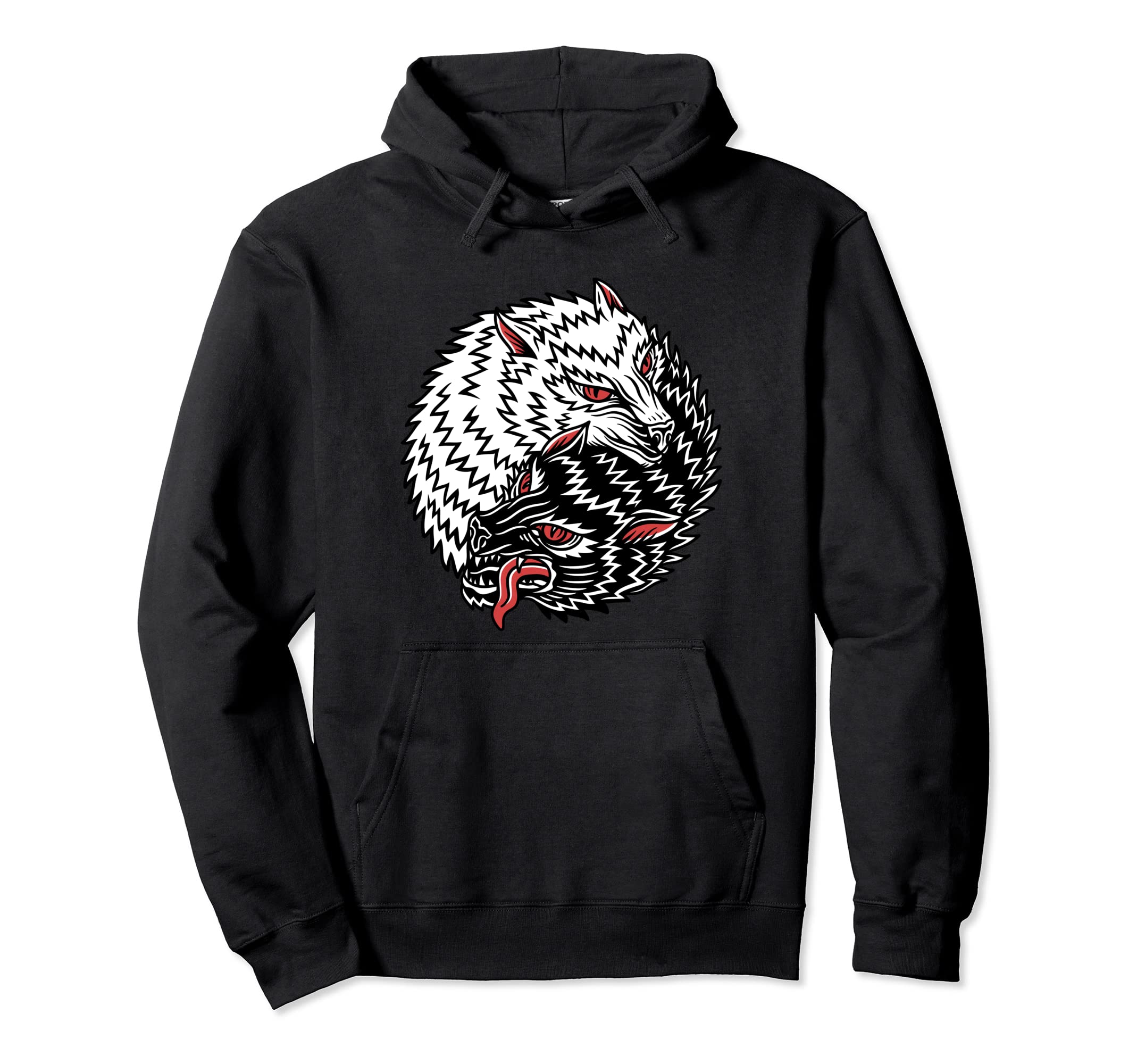 Wolves American Traditional Tattoo Hoodie - Unique Graphic Men Women - T-Shirt, Sweatshirt, Hoodie
