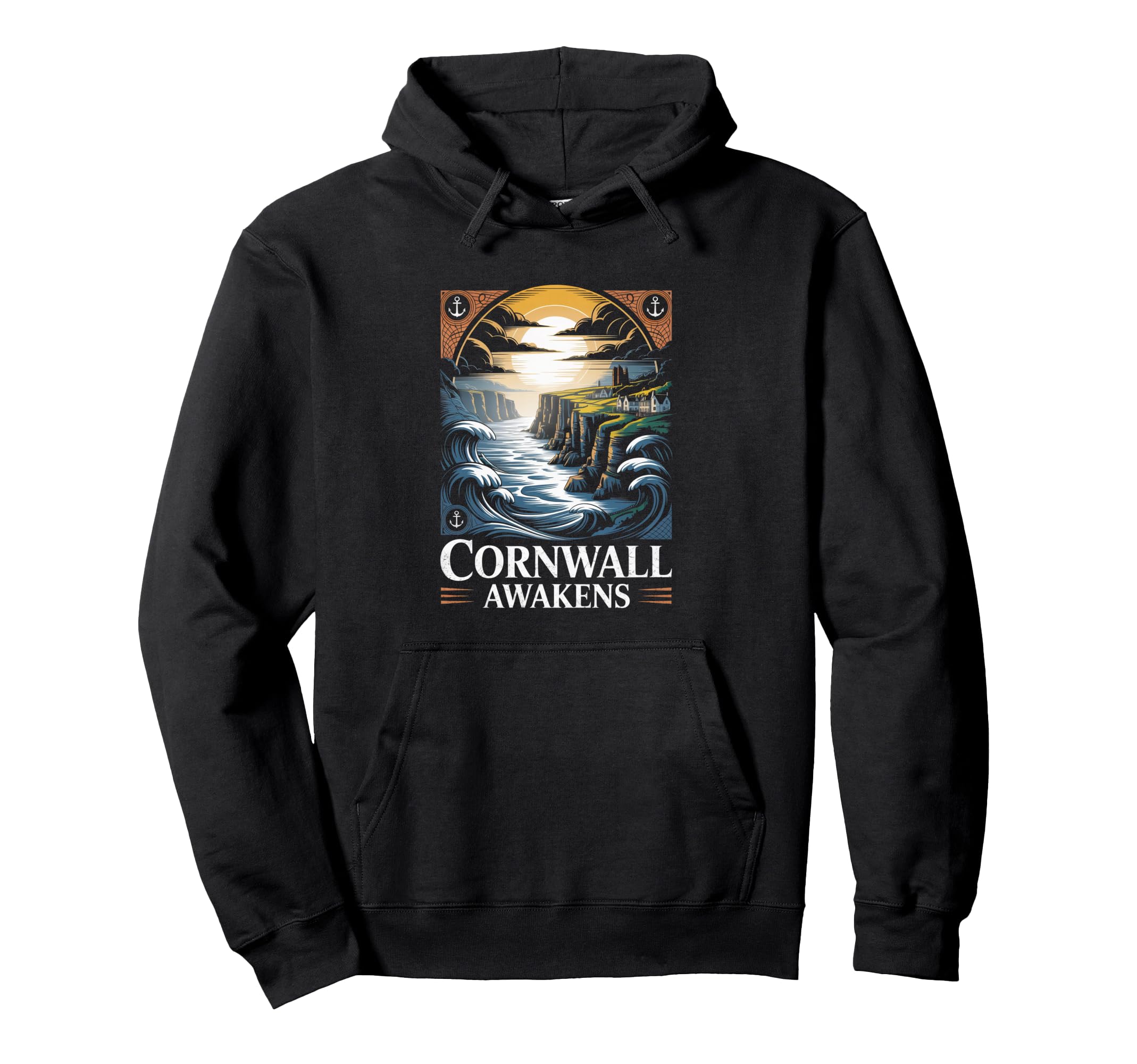 Nautical Travel Cornwall Awakens Hoodie - Casual Everyday Wear Men Women - T-Shirt, Sweatshirt, Hoodie