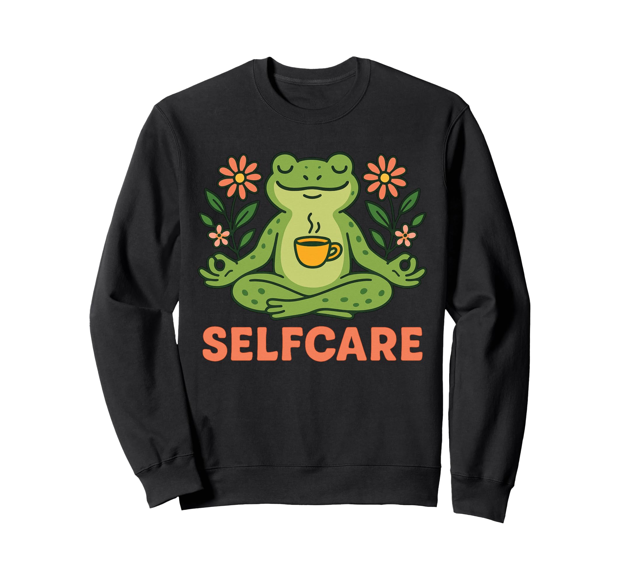Selfcare Frog Meditating Sweatshirt - Custom Art Print Men Women - T-Shirt, Sweatshirt, Hoodie