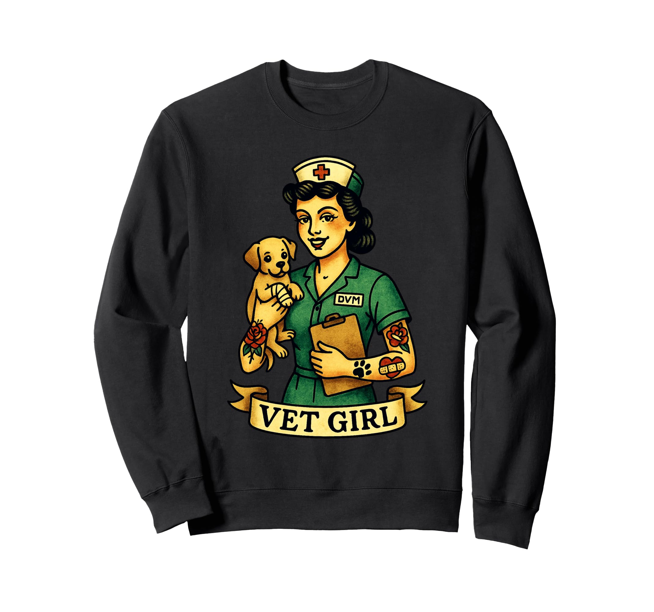 Vet Old School Pin Up Medical Sweatshirt - Unique Graphic Unisex - T-Shirt, Sweatshirt, Hoodie