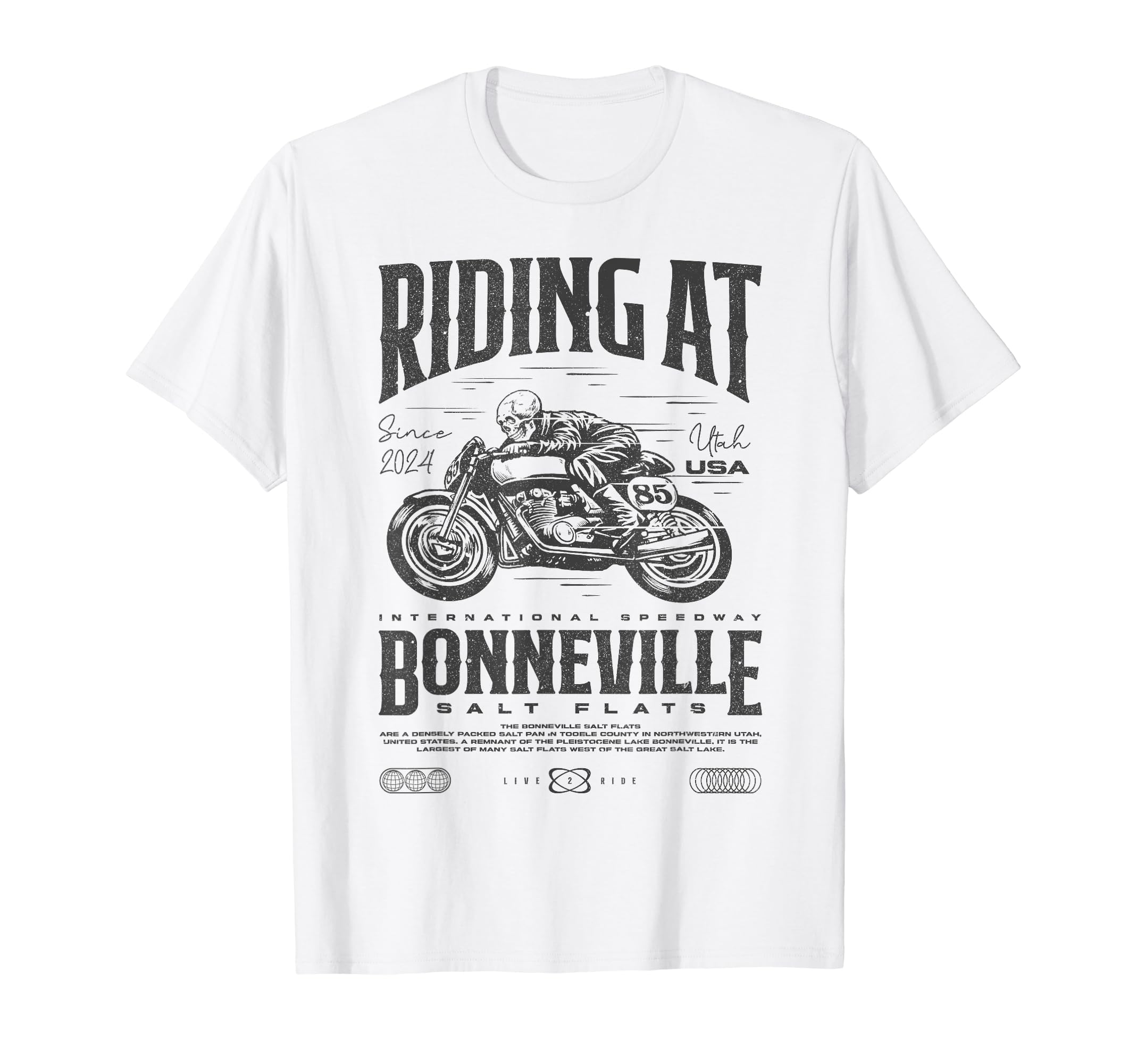 Bonneville Salt Flats Motorcycle T-Shirt - Aesthetic Graphic for Adults - T-Shirt, Sweatshirt, Hoodie