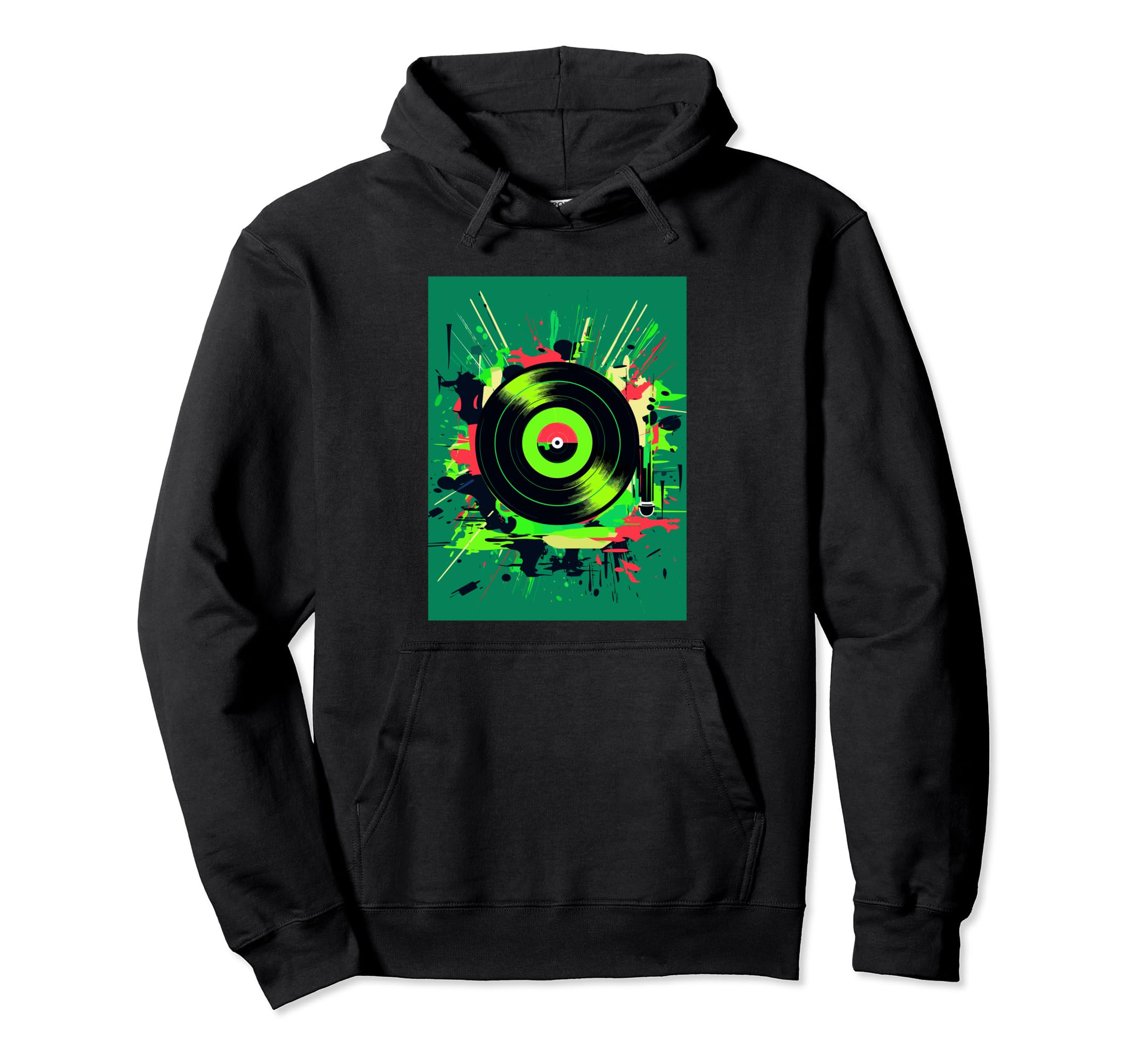 Vinyl Record Player Dj Music Hoodie - Trendy Graphic Men Women - T-Shirt, Sweatshirt, Hoodie
