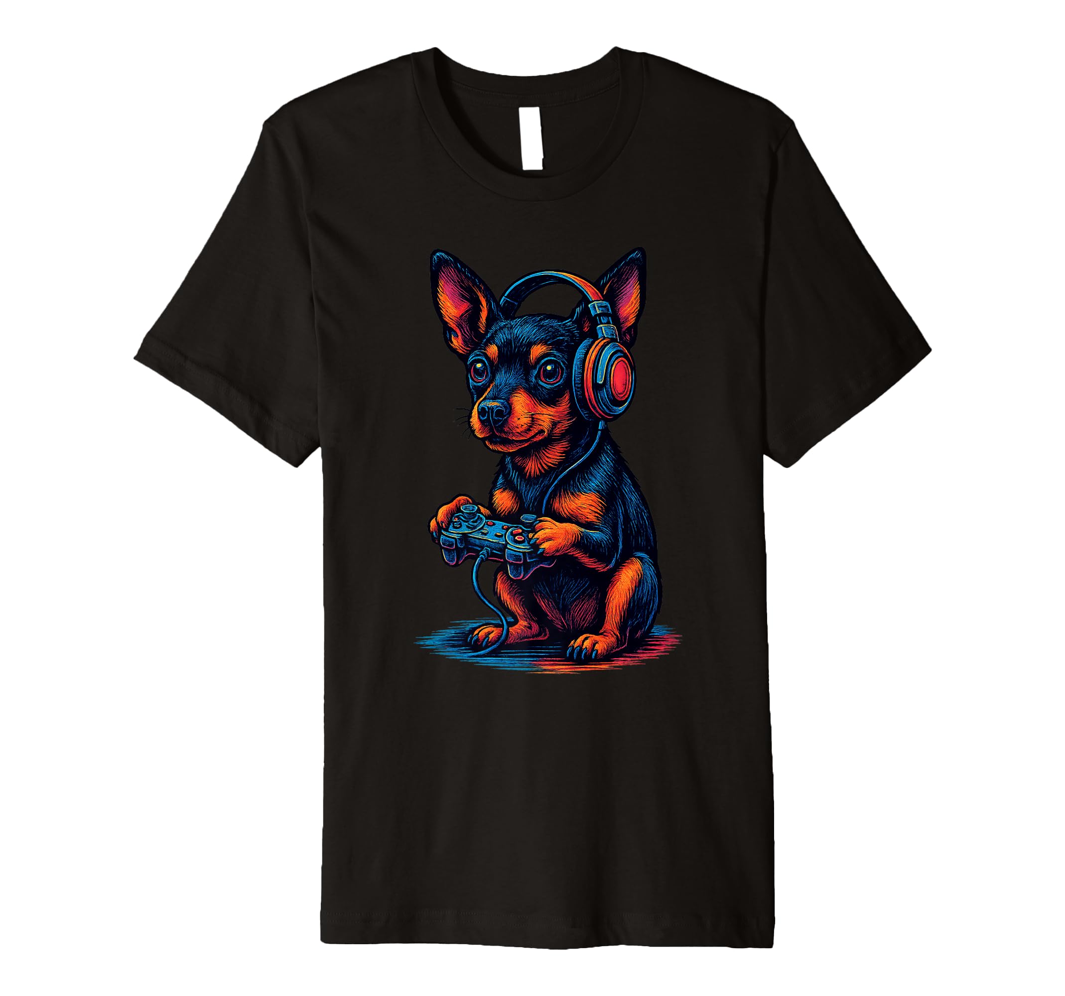 Miniature Pinscher Gamer Gaming Dog Lover T-Shirt - Graphic Print Men Women - T-Shirt, Sweatshirt, Hoodie
