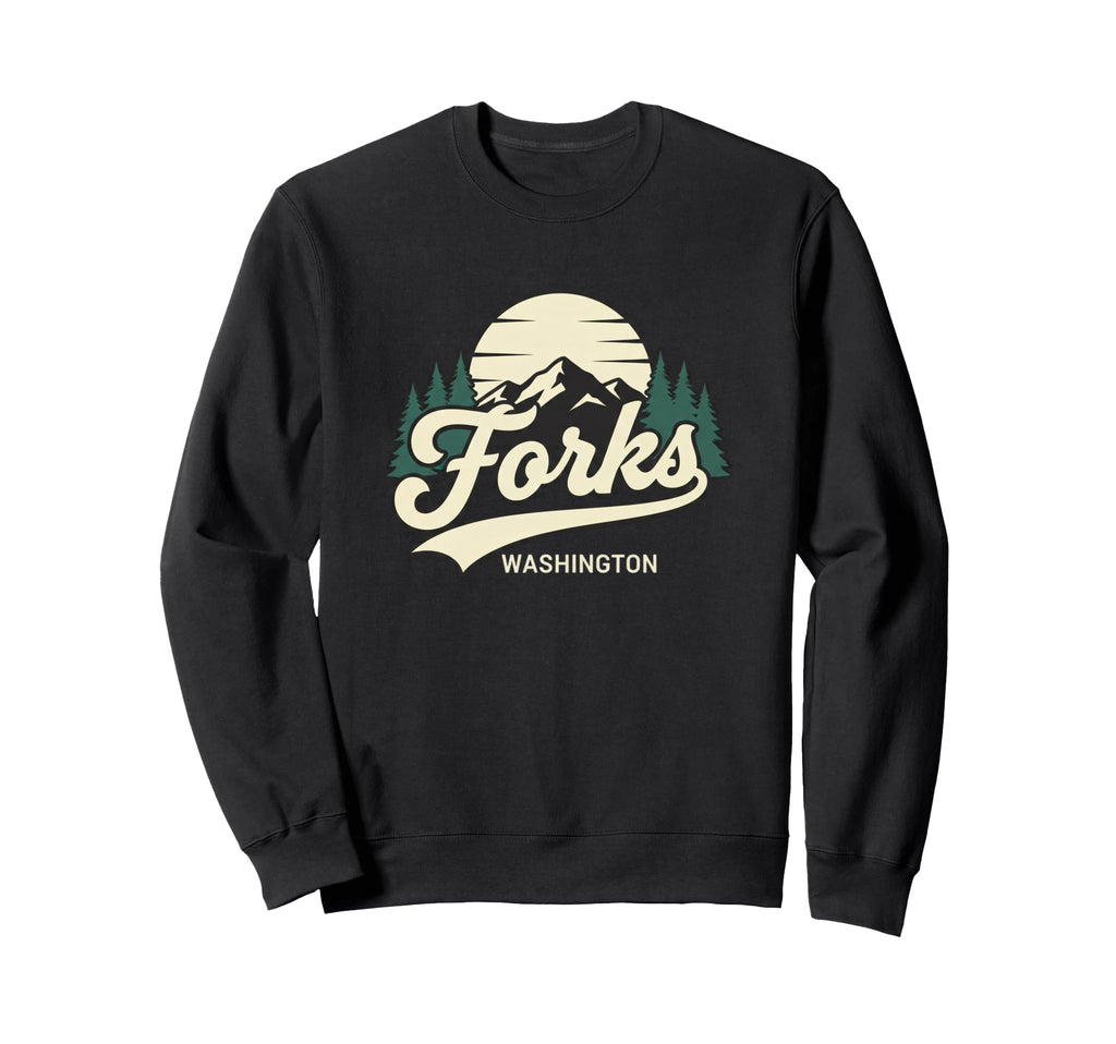 Forks Washington Mountain Town Sweatshirt - Aesthetic Graphic for Adults - T-Shirt, Sweatshirt, Hoodie