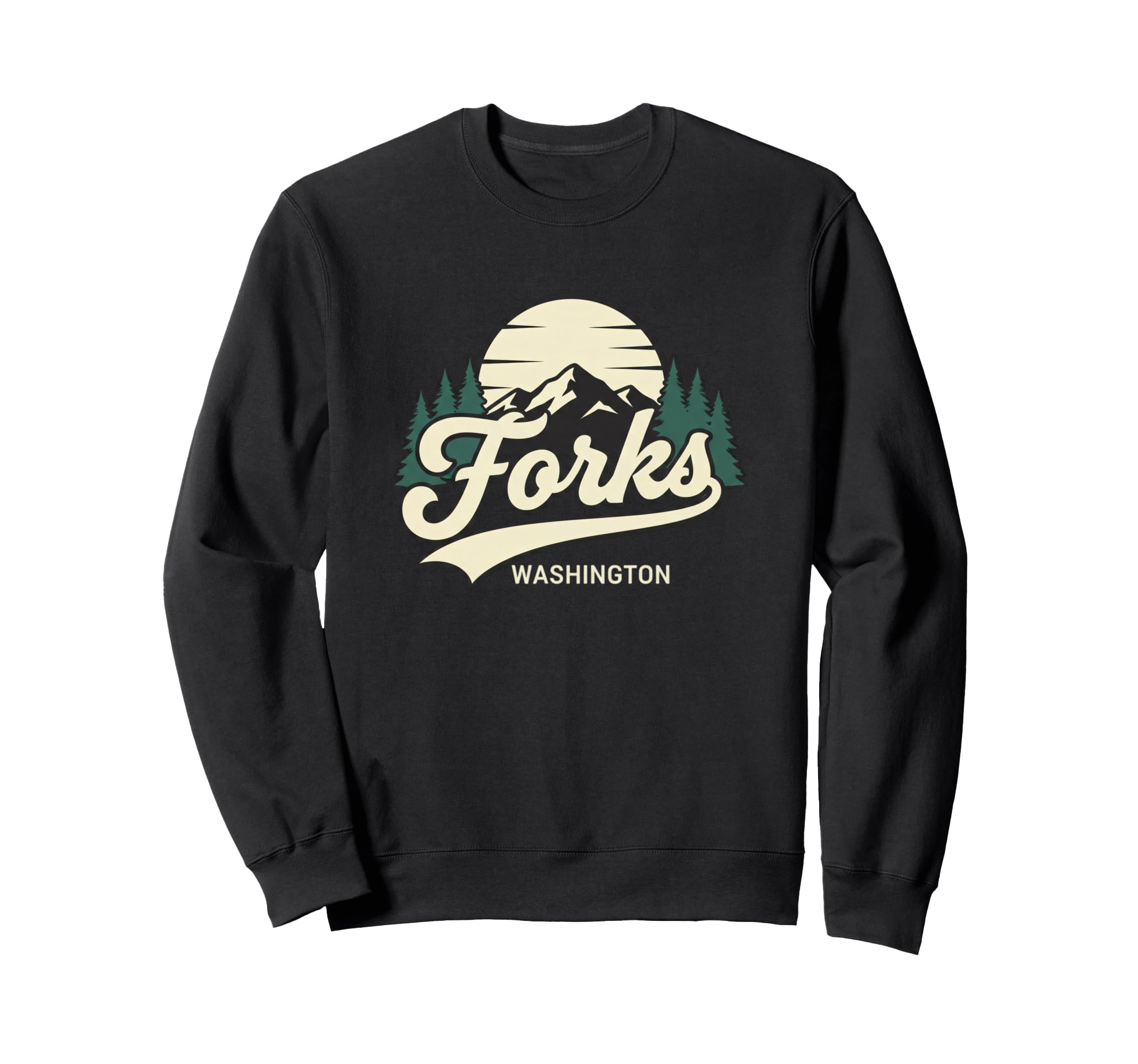Forks Washington Mountain Town Sweatshirt - Aesthetic Graphic for Adults - T-Shirt, Sweatshirt, Hoodie