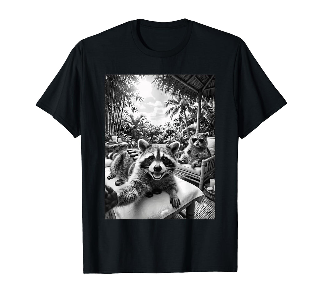 Funny Raccoon Spa Day Meme Self Care T-Shirt - Graphic Print Unisex - T-Shirt, Sweatshirt, Hoodie