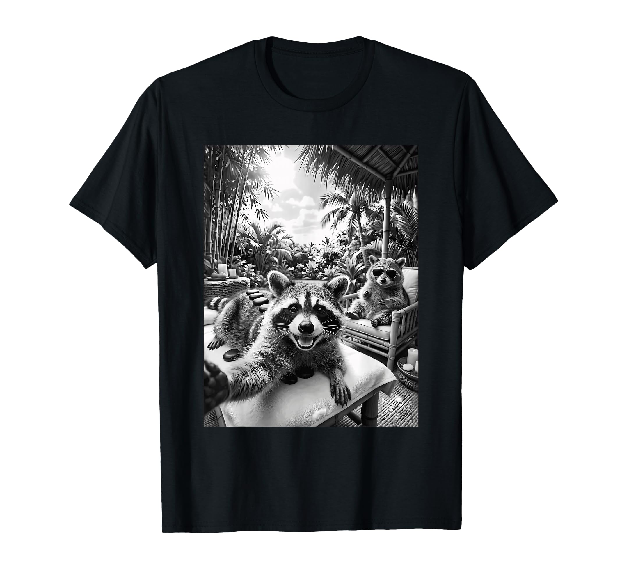 Funny Raccoon Spa Day Meme Self Care T-Shirt - Graphic Print Unisex - T-Shirt, Sweatshirt, Hoodie