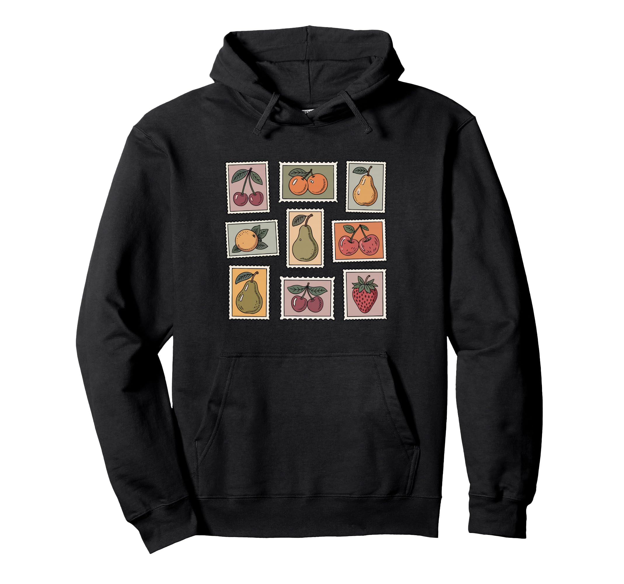 Fruit Stamp Collage Illustration Hoodie - Novelty Apparel Unisex - T-Shirt, Sweatshirt, Hoodie