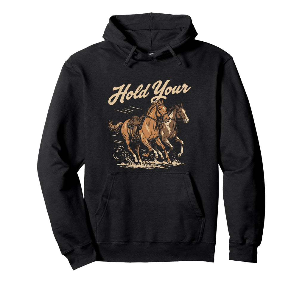 Funny Horse Western Cowboy Hoodie - Custom Art Print Men Women - T-Shirt, Sweatshirt, Hoodie