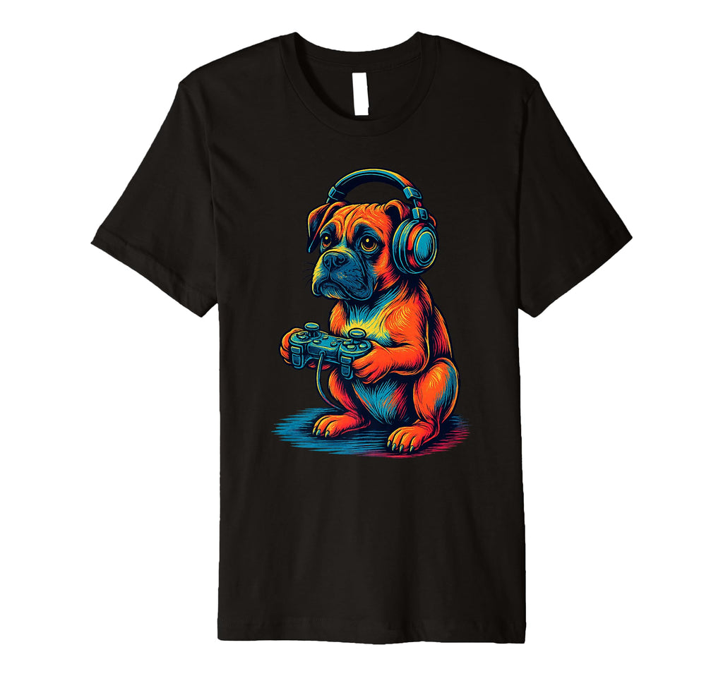Boxer Dog Gamer Gaming Dog Lover T-Shirt - Graphic Print Unisex - T-Shirt, Sweatshirt, Hoodie