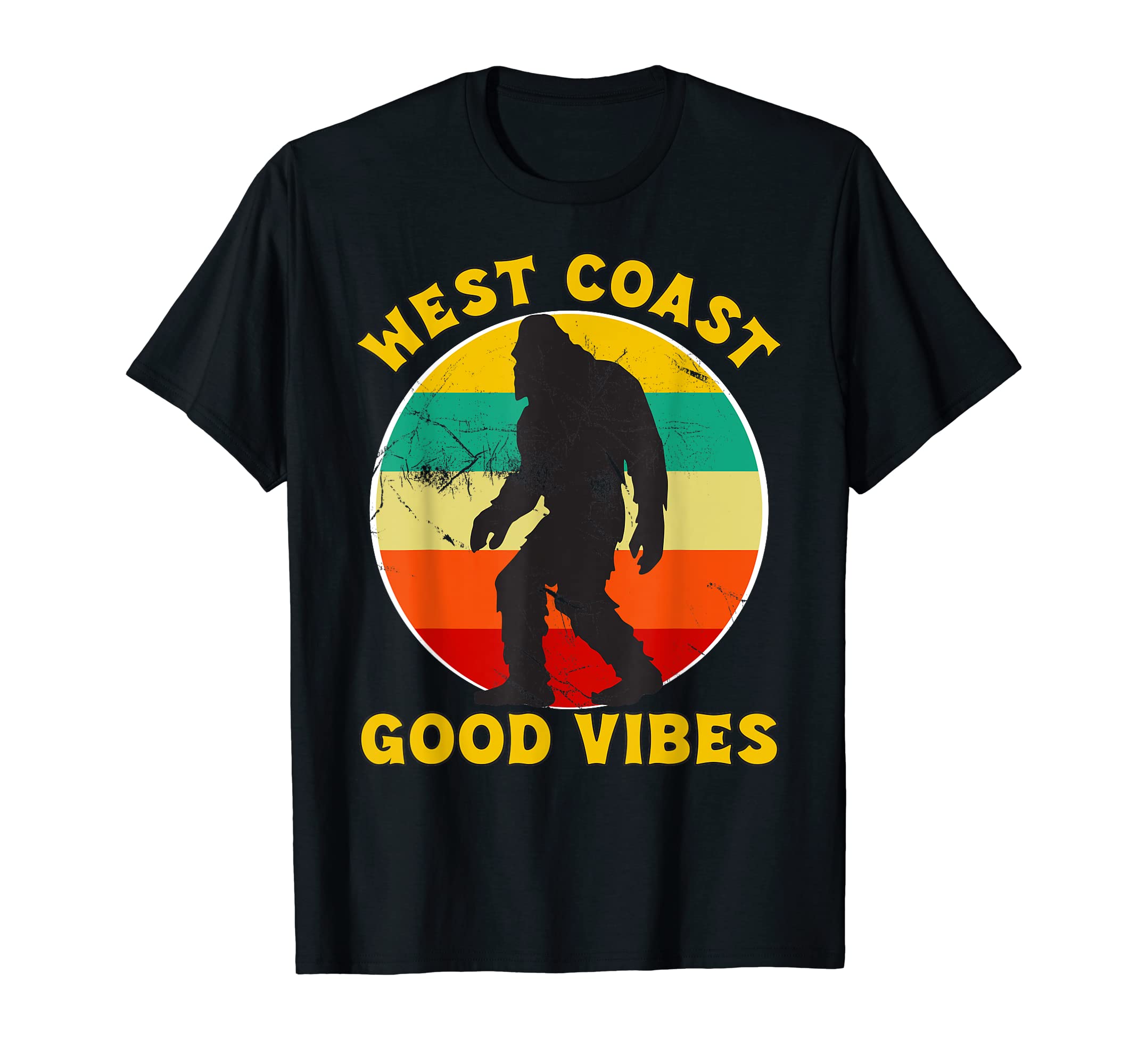 West Coast Good Vibes Bigfoot Sunset T-Shirt - Custom Art Print Men Women - T-Shirt, Sweatshirt, Hoodie