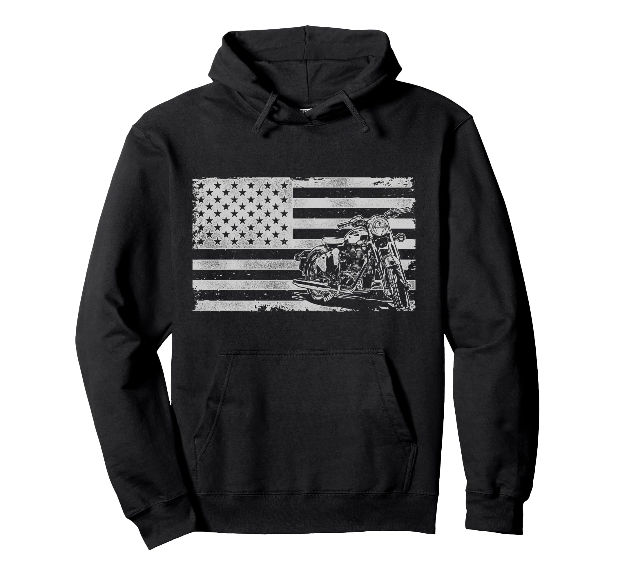 Motorcycle Biker American Flag Hoodie - Trendy Graphic Unisex - T-Shirt, Sweatshirt, Hoodie