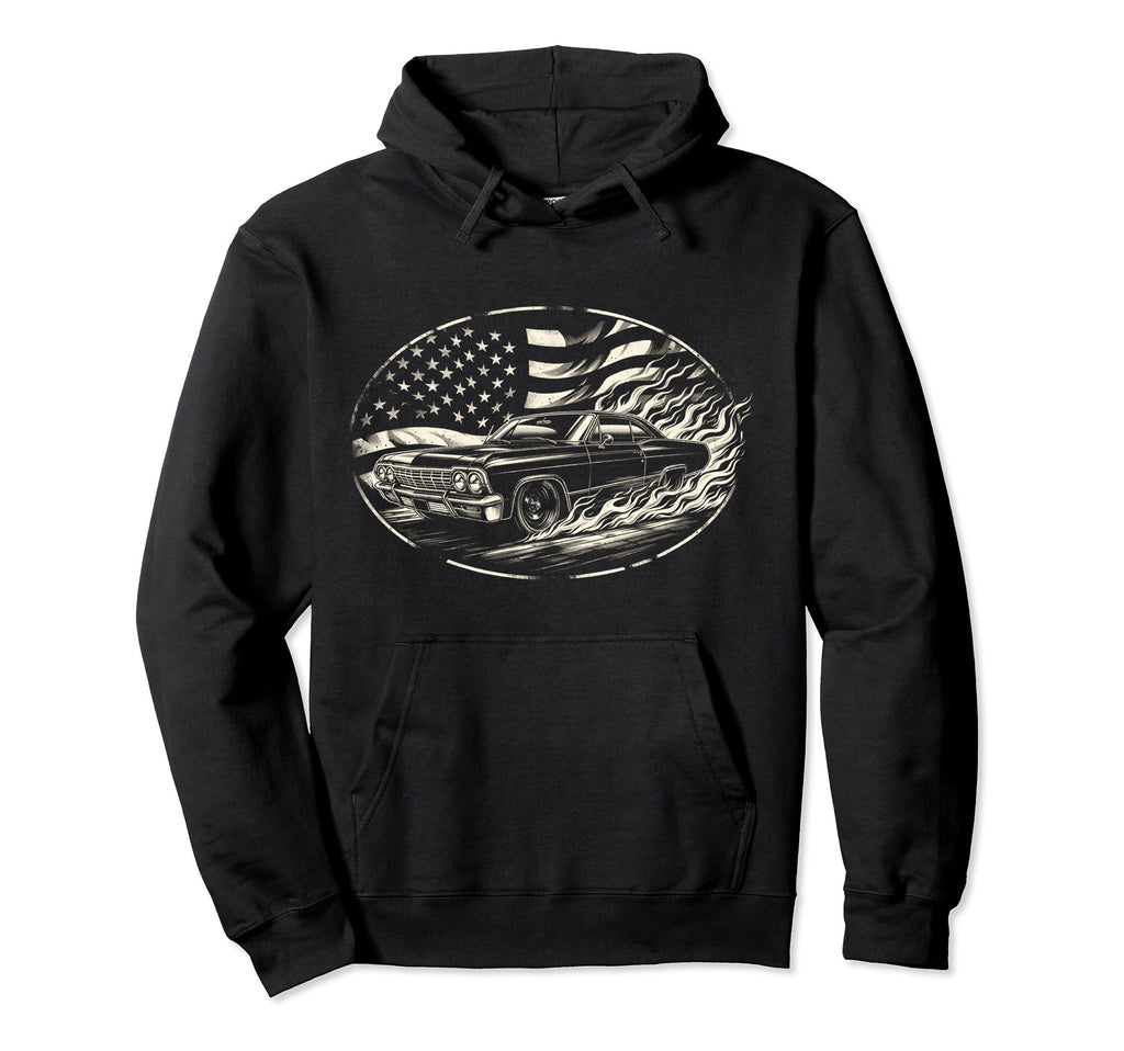 Old School Impala Muscle Hot Rod Car Hoodie - Aesthetic Graphic Men Women - T-Shirt, Sweatshirt, Hoodie