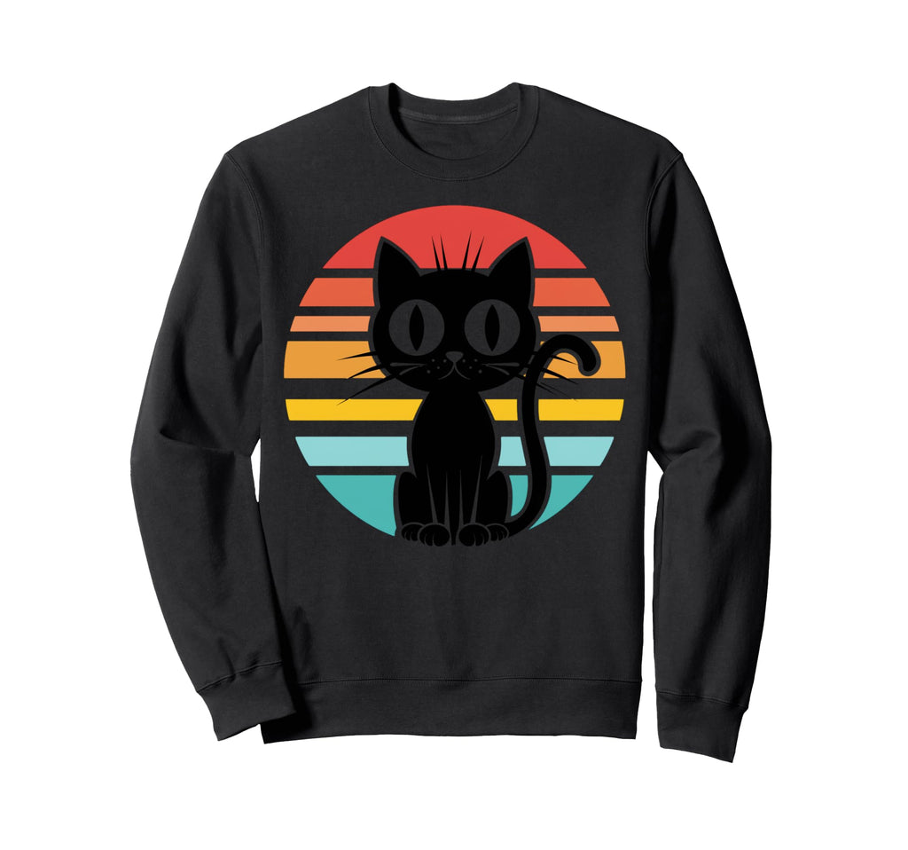 Black Cat Sunset Aesthetic Sweatshirt - Graphic Print Men Women - T-Shirt, Sweatshirt, Hoodie