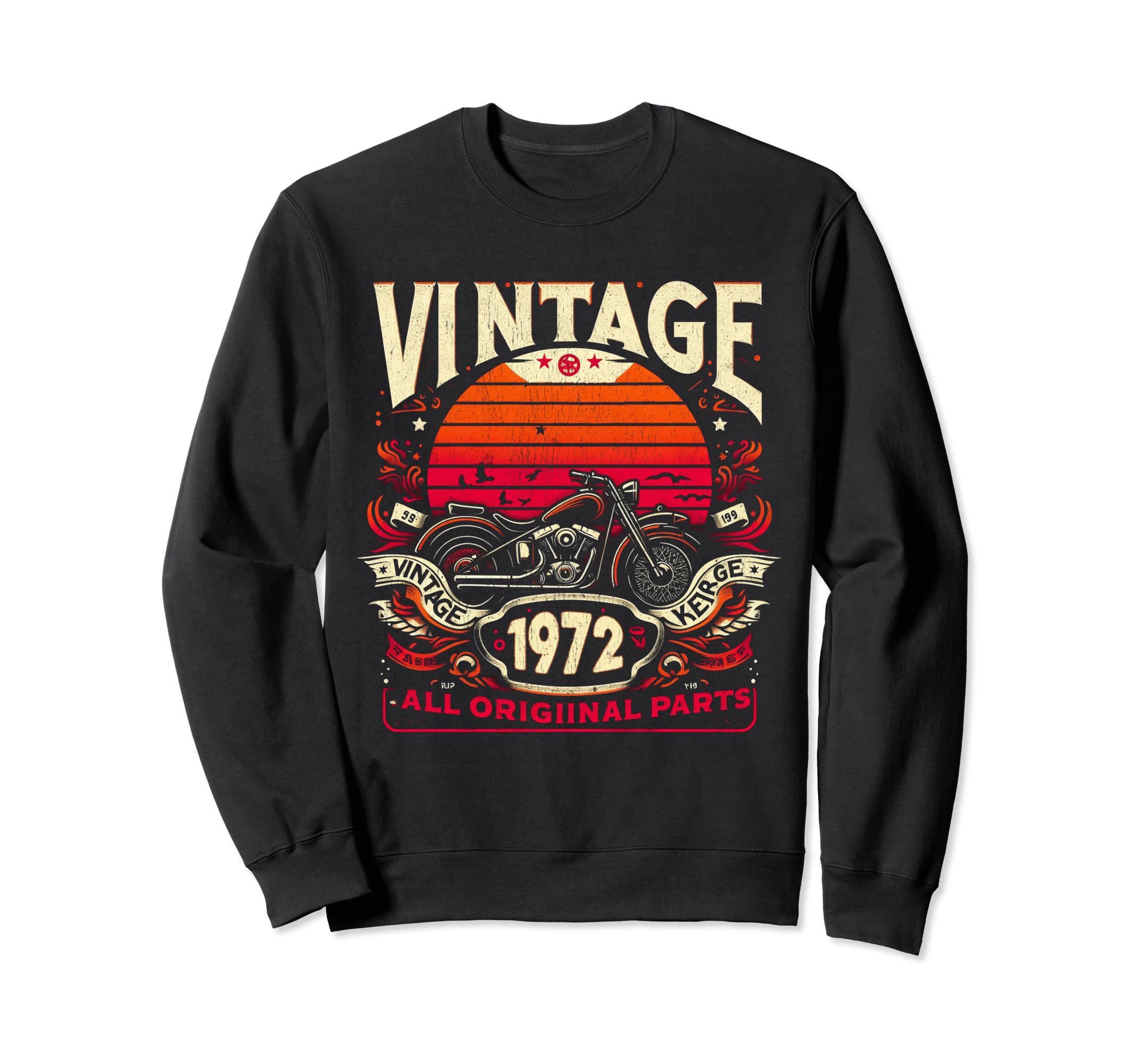 1972 Born 1972 52Th Birthday Motorcycle Sweatshirt - Unique Graphic Unisex - T-Shirt, Sweatshirt, Hoodie