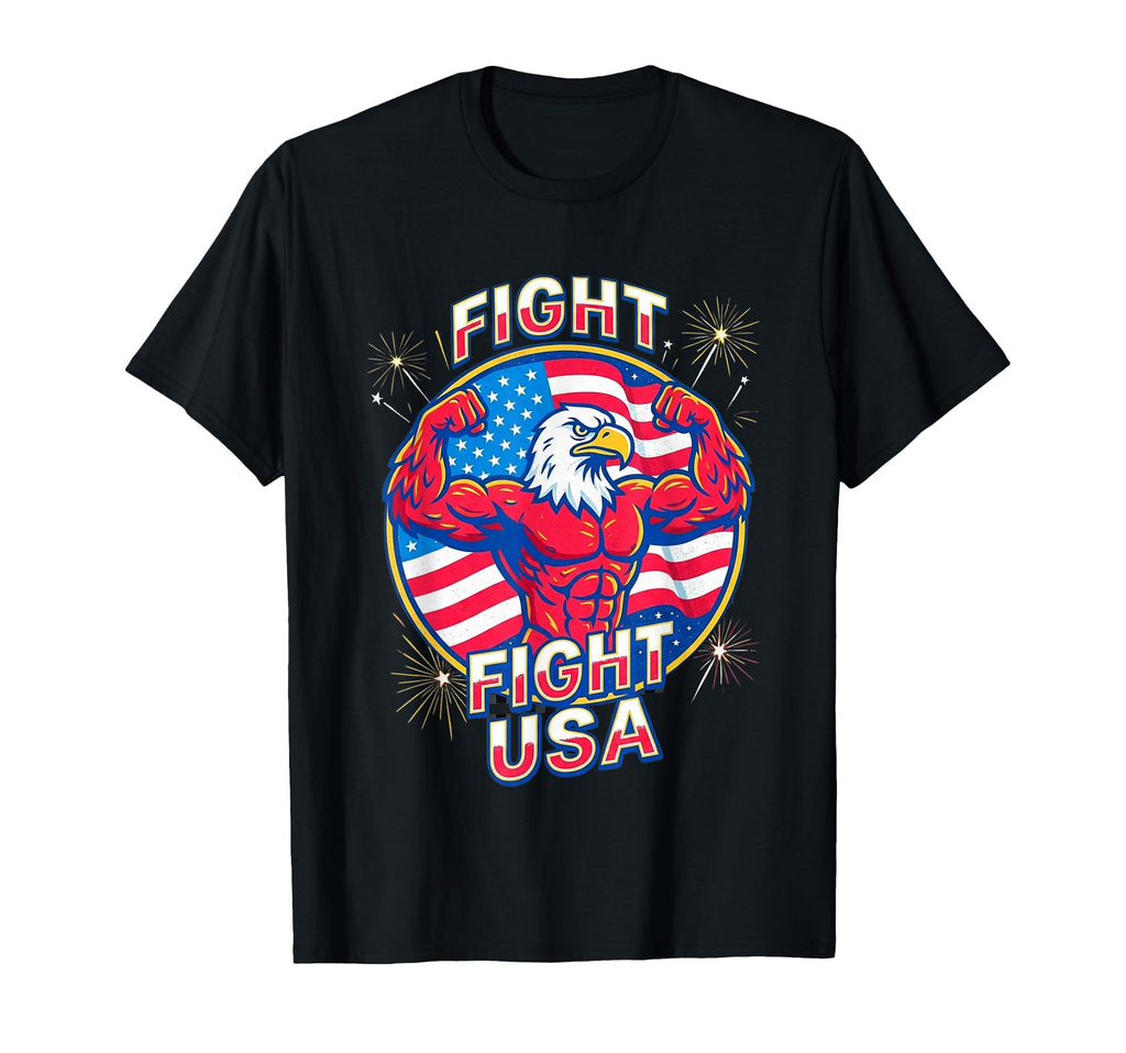 Fight Usa Flexing Bald Eagle Meme T-Shirt - Unique Graphic Men Women - T-Shirt, Sweatshirt, Hoodie