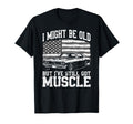 Funny American Flag Muscle Car Old Auto T-Shirt - Trendy Graphic Unisex - T-Shirt, Sweatshirt, Hoodie