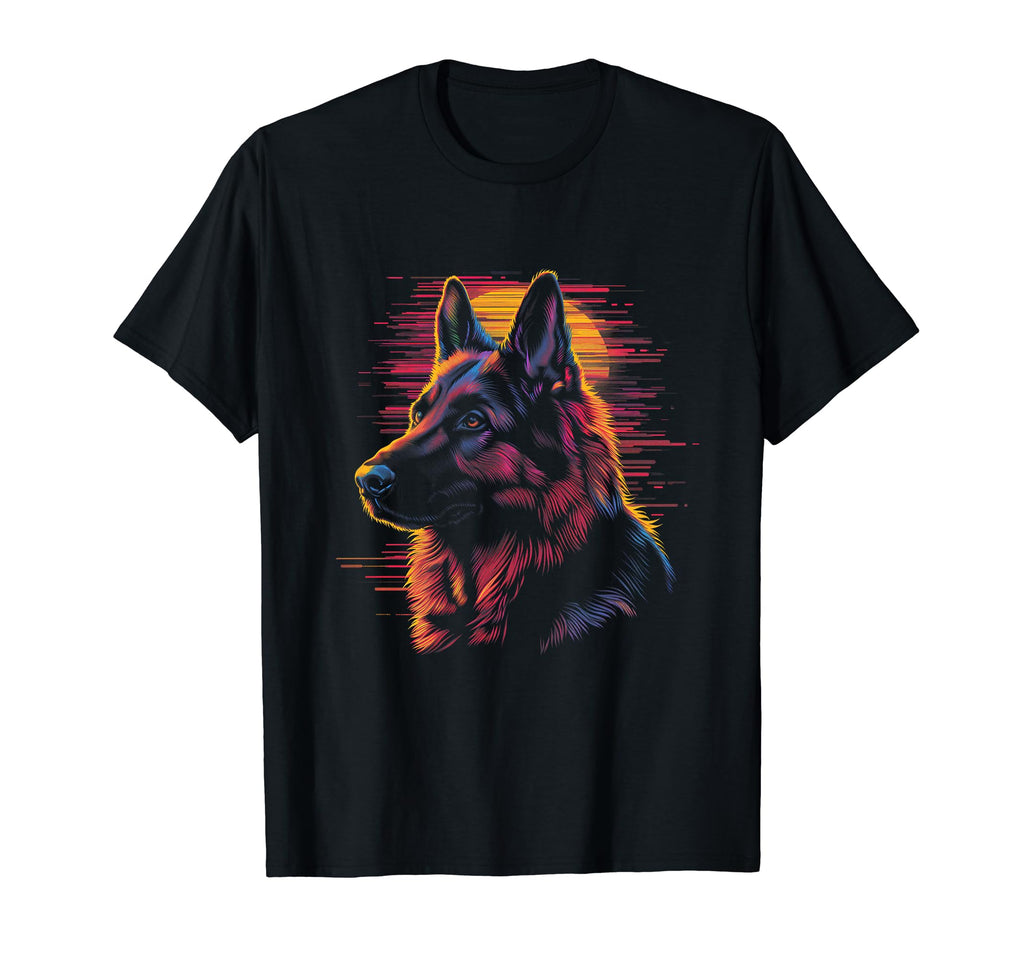 German Shepherd Dog Vaporwave T-Shirt - Novelty Apparel Men Women - T-Shirt, Sweatshirt, Hoodie