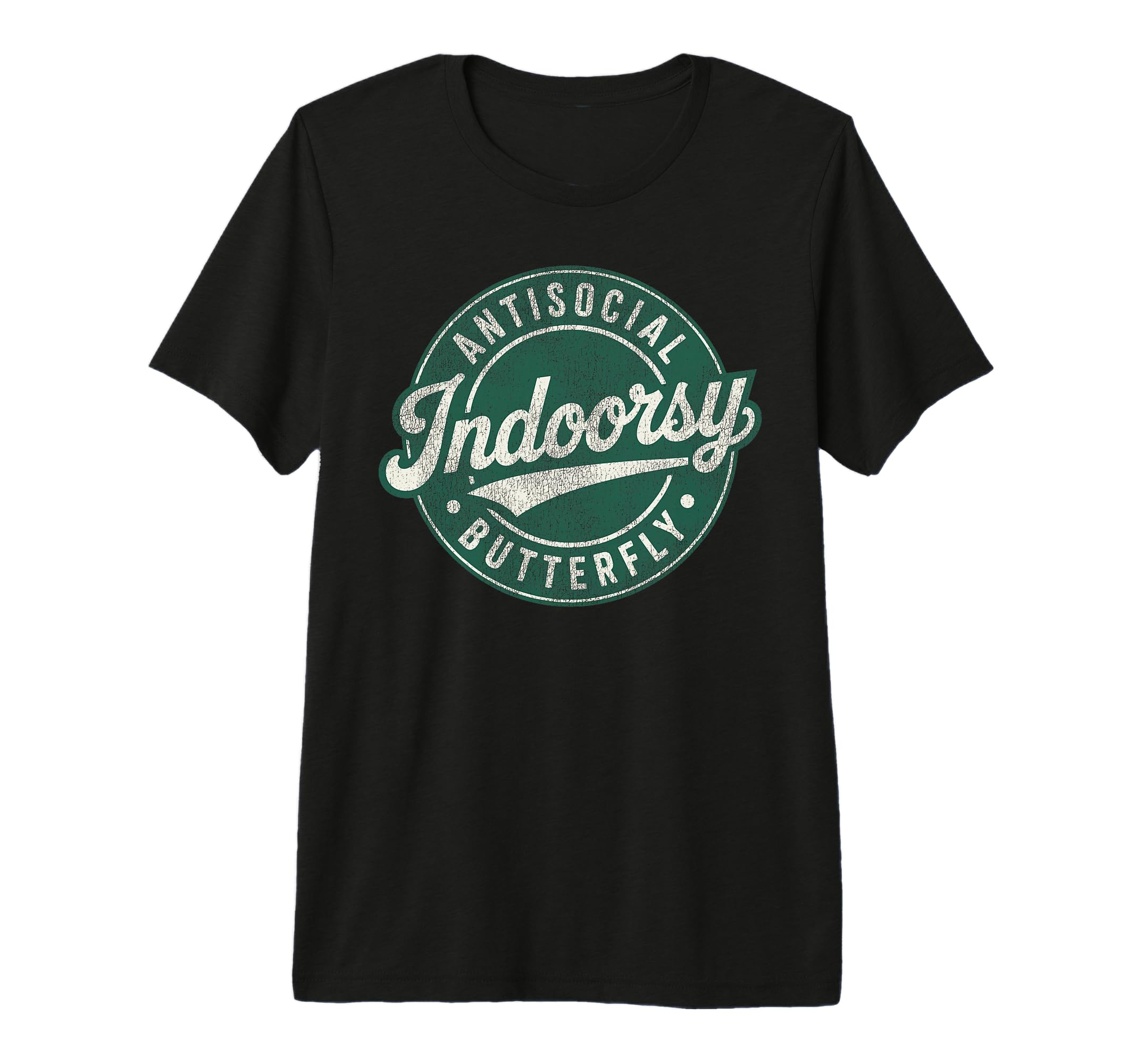 Indoorsy Antisocial Butterfly Badge T-Shirt - Trendy Graphic for Adults - T-Shirt, Sweatshirt, Hoodie