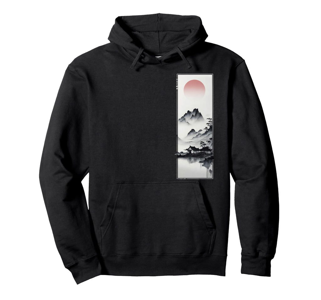 Japanese Landscape Minimalist 90S Hoodie - Custom Art Print for Adults - T-Shirt, Sweatshirt, Hoodie