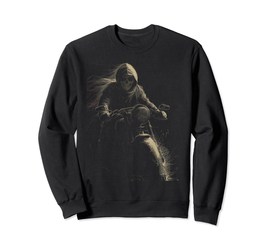 Skull Rider Motorcycle Dark Sweatshirt - Fun Novelty Design for Adults - T-Shirt, Sweatshirt, Hoodie