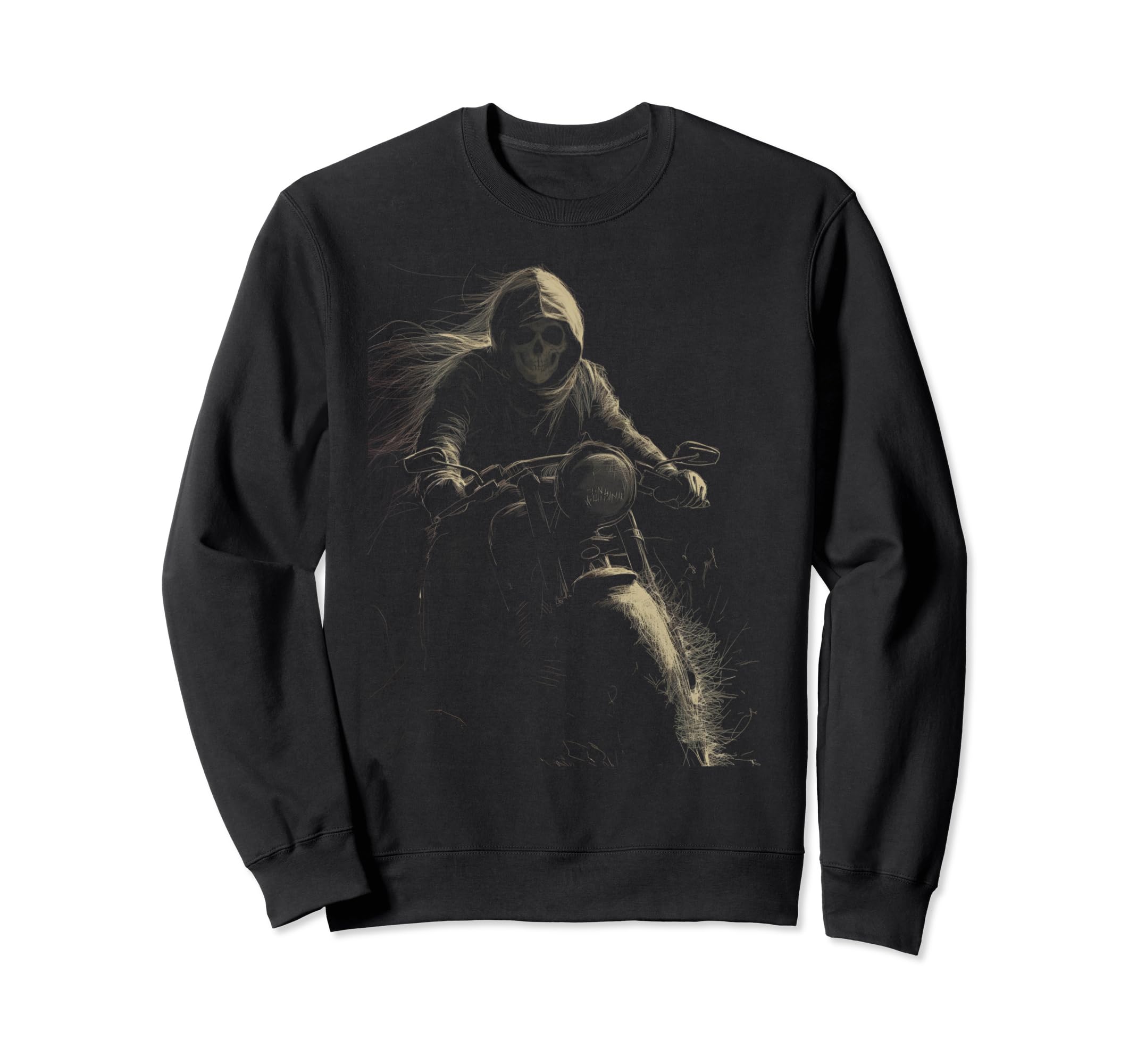 Skull Rider Motorcycle Dark Sweatshirt - Fun Novelty Design for Adults - T-Shirt, Sweatshirt, Hoodie