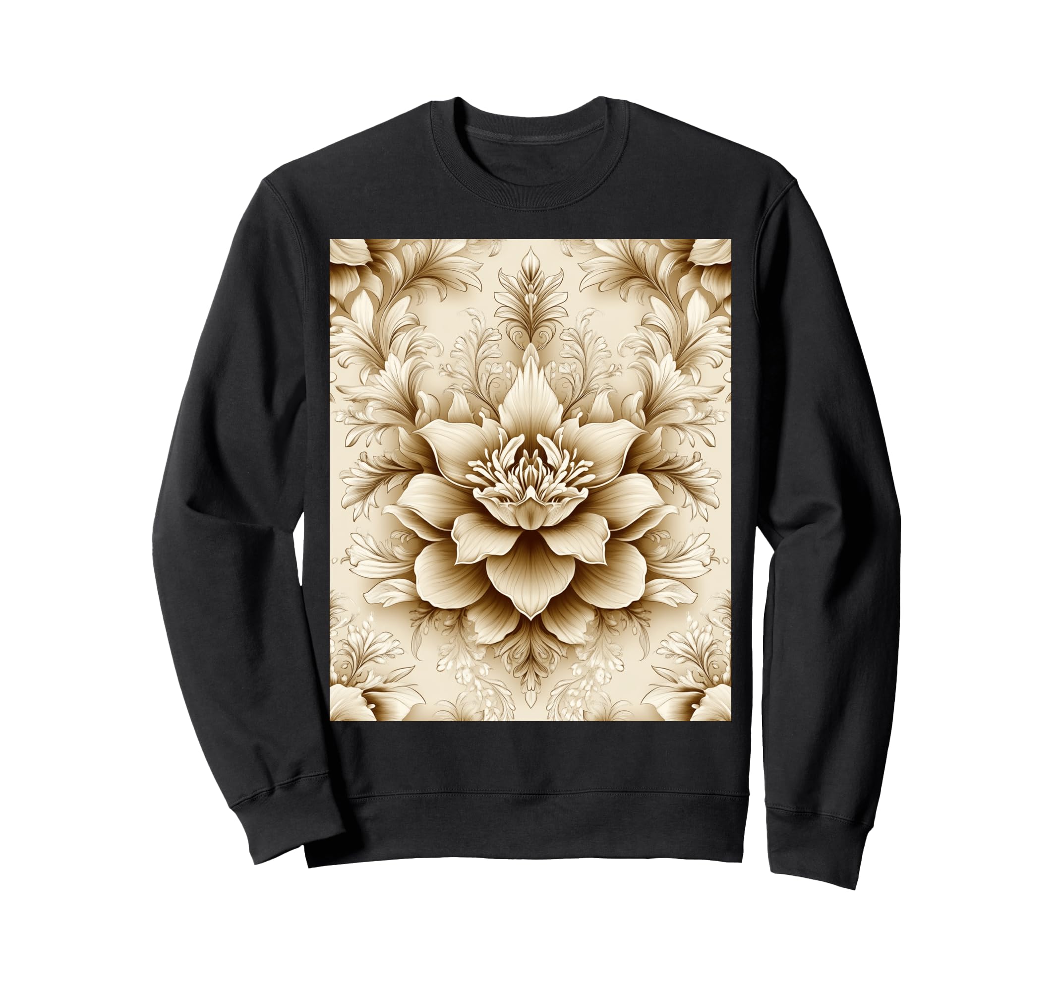Floral Pattern Sepia Flower Art Sweatshirt - Minimalist Print Unisex - T-Shirt, Sweatshirt, Hoodie