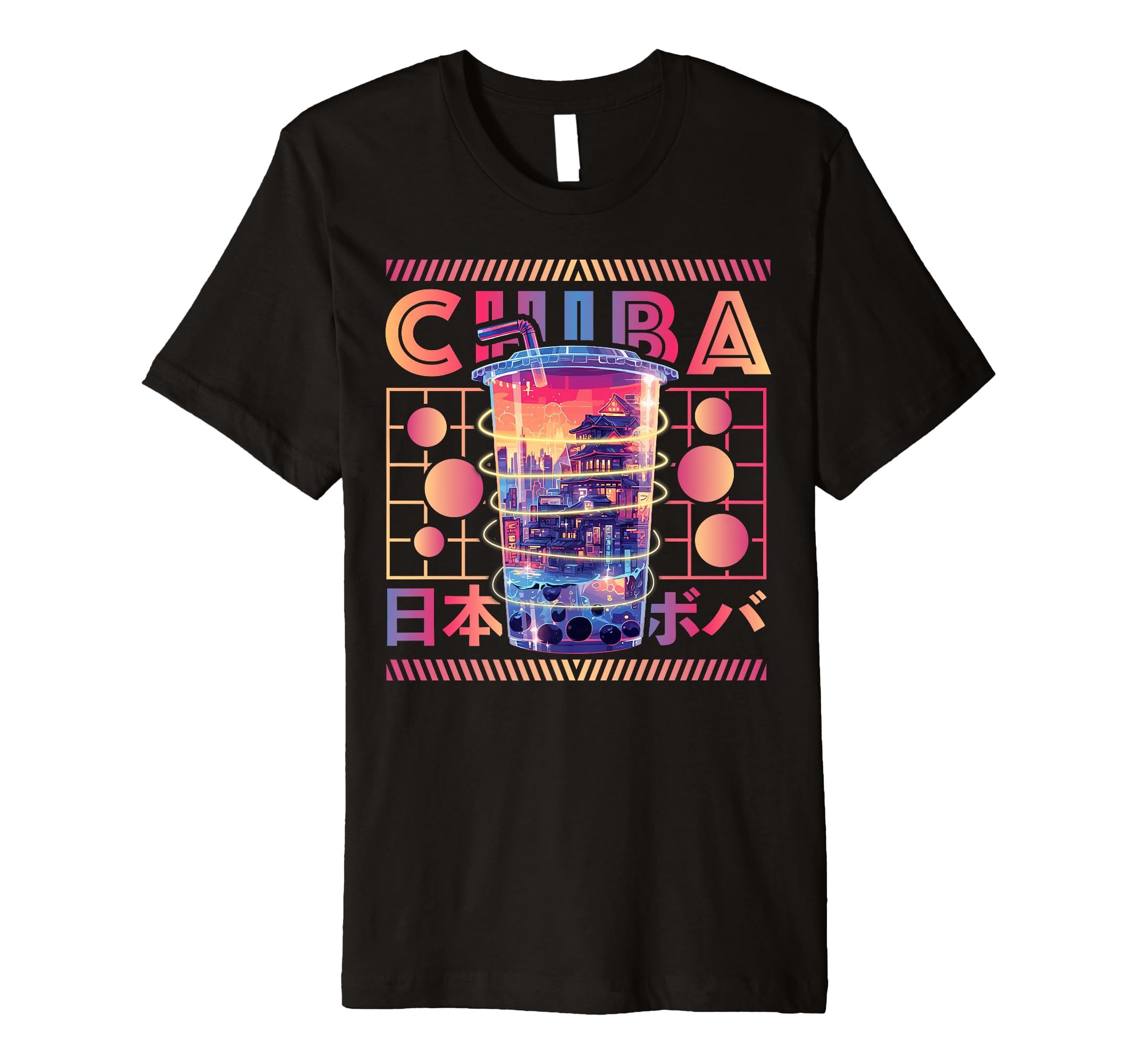 Chiba City 80S Synthwave Boba Tea Japan T-Shirt - Unique Graphic Unisex - T-Shirt, Sweatshirt, Hoodie