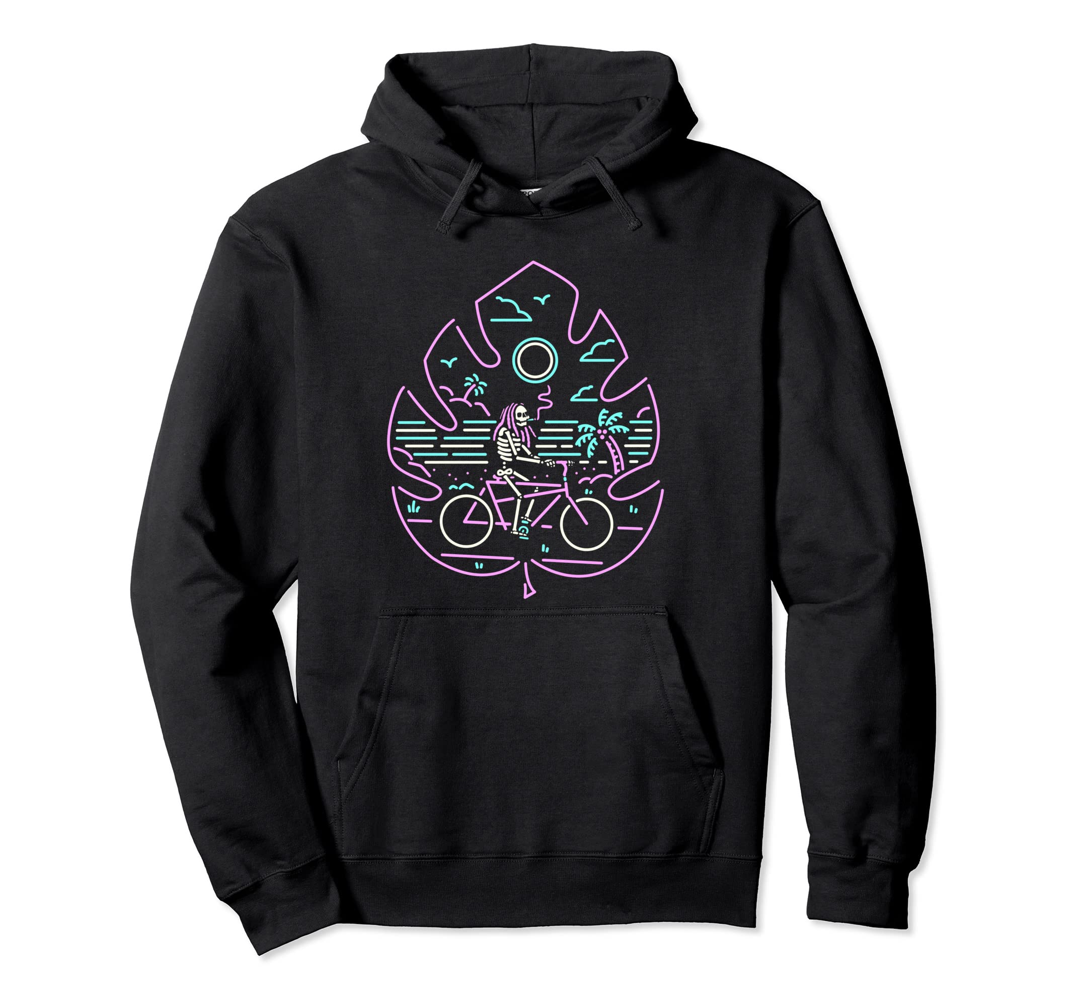 Neon Rasta Traditional Tattoo Bicycle Hoodie - Trendy Graphic for Adults - T-Shirt, Sweatshirt, Hoodie
