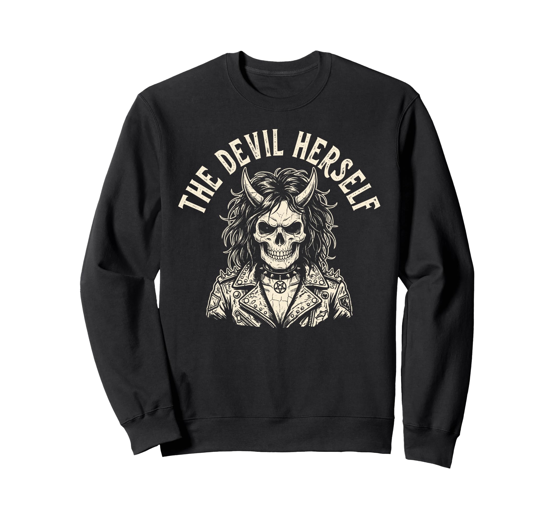 Devil Herself Occult Dark Sweatshirt - Aesthetic Graphic for Adults - T-Shirt, Sweatshirt, Hoodie