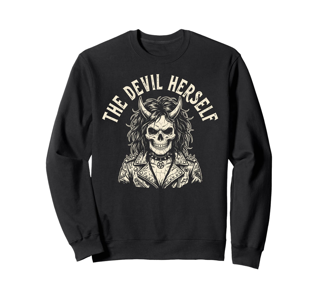 Devil Herself Occult Dark Feminine Sweatshirt - Unique Graphic Unisex - T-Shirt, Sweatshirt, Hoodie